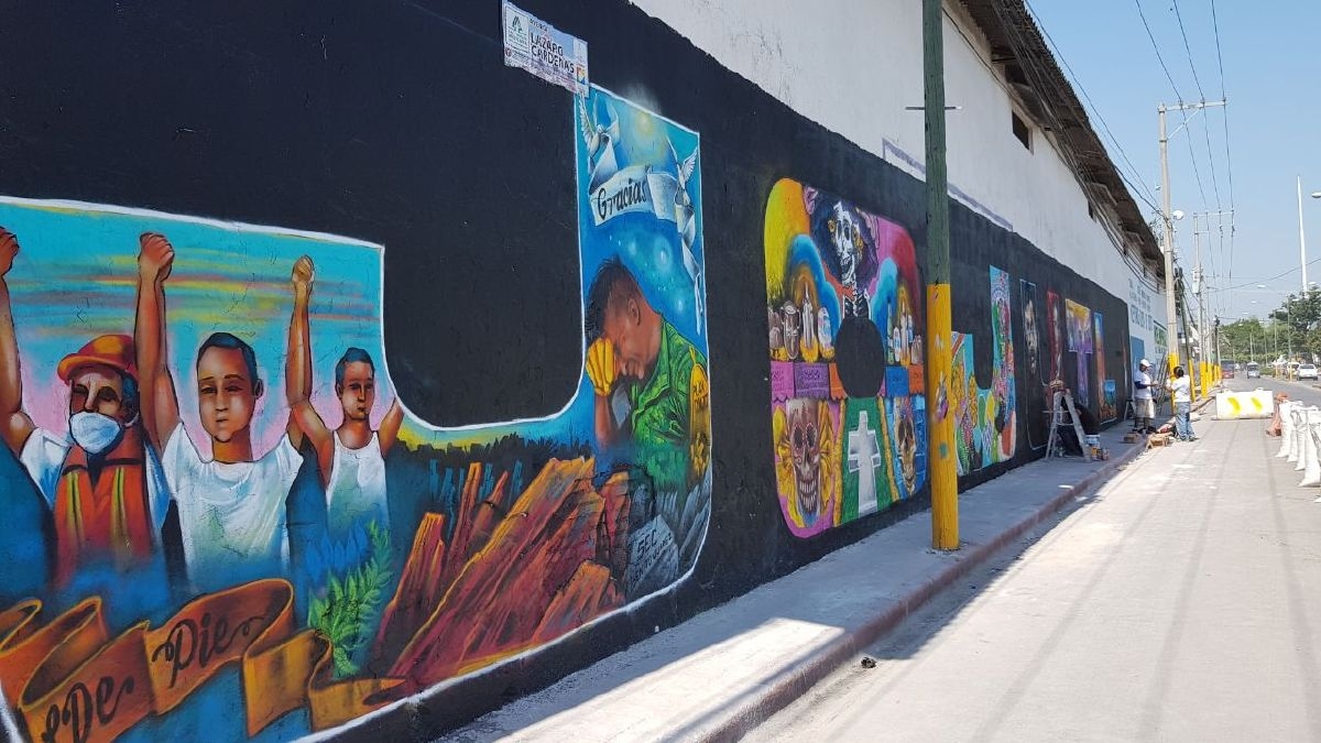 Conmemoran jóvenes con arte urbano el valor de las personas ante el 19-S en Jojutla