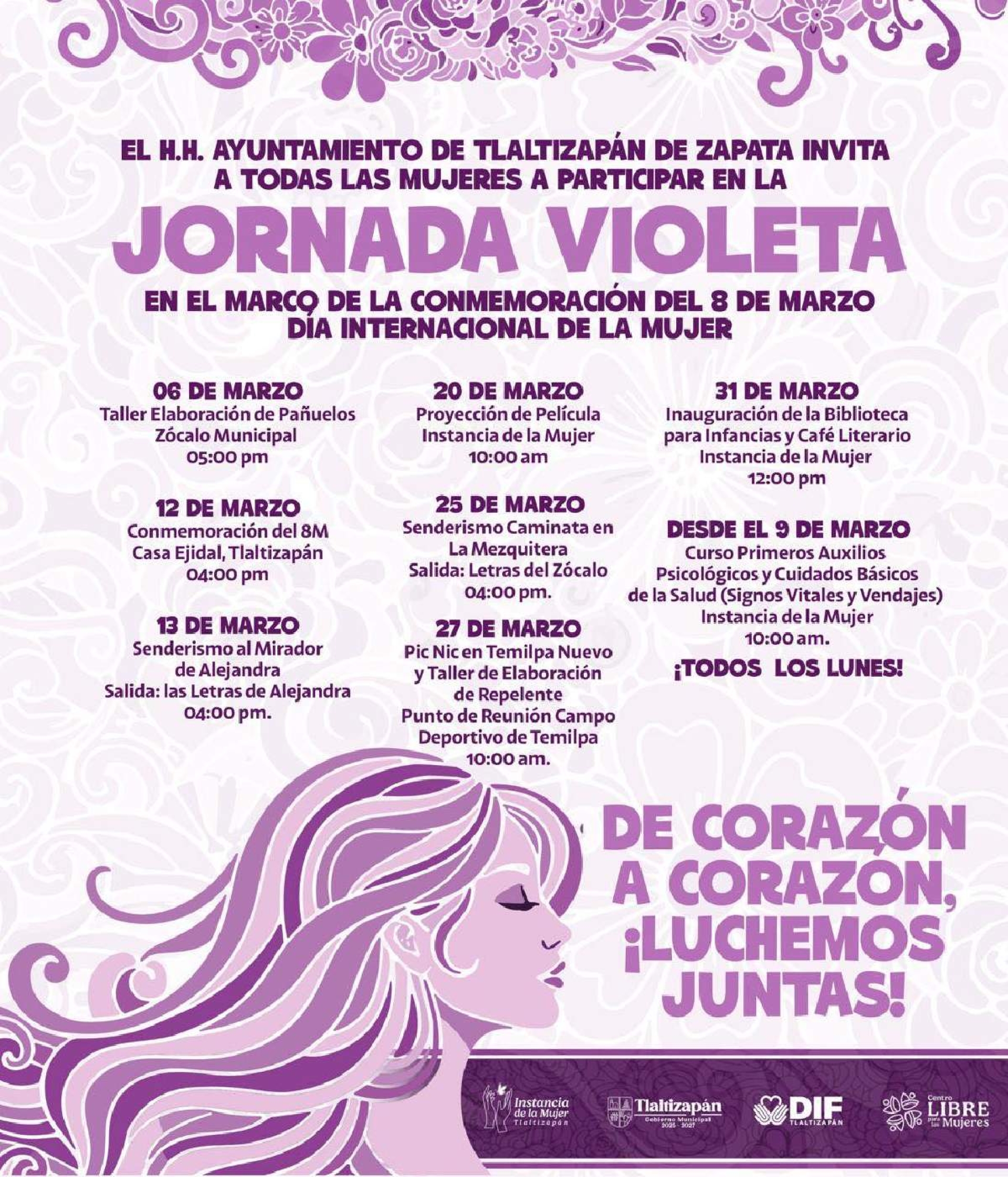Organizan mes de actividades en Tlaltizapán por el 8M