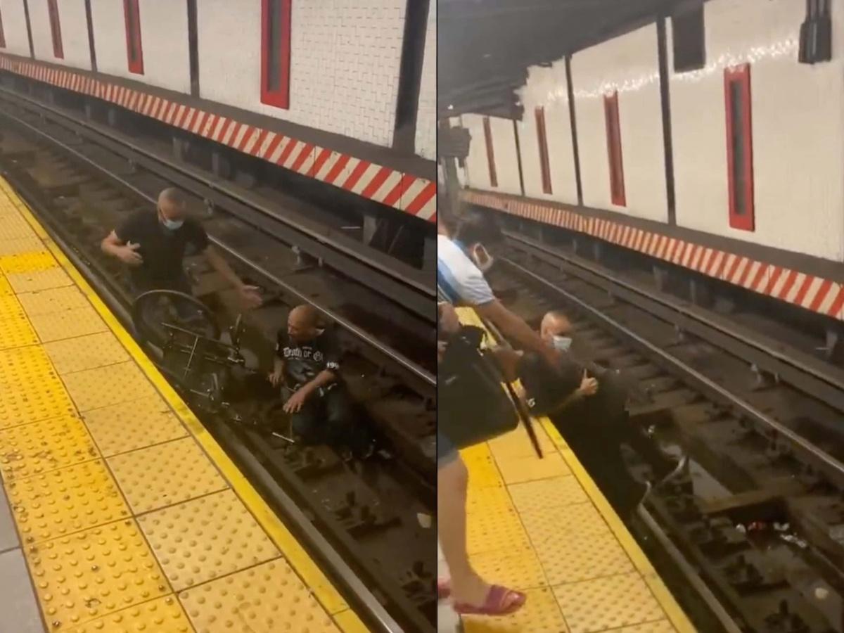 Rescatan a hombre en silla de ruedas que cayó a las vías del metro
