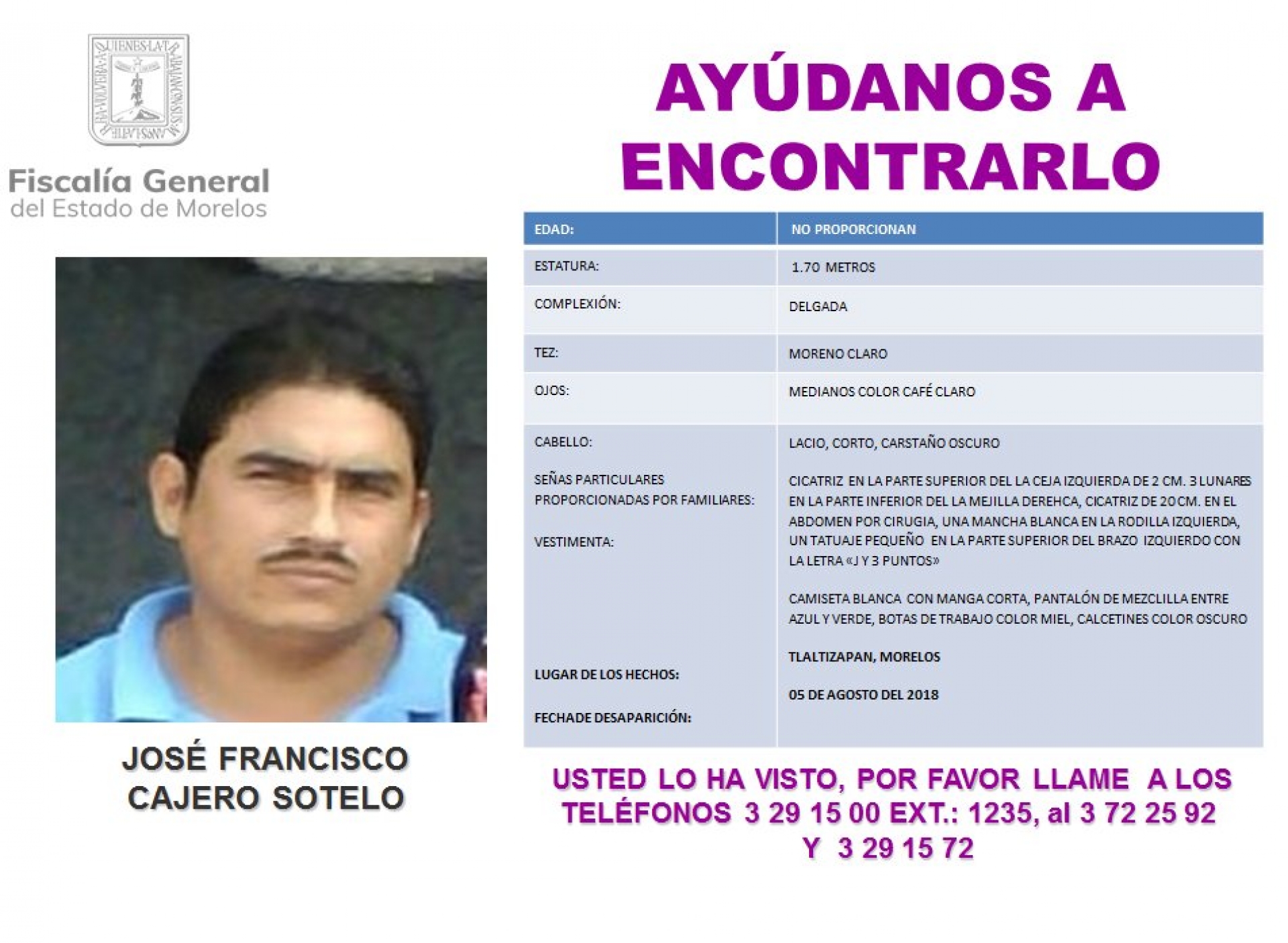 Buscan a un hombre que desapareció en Tlaltizapán