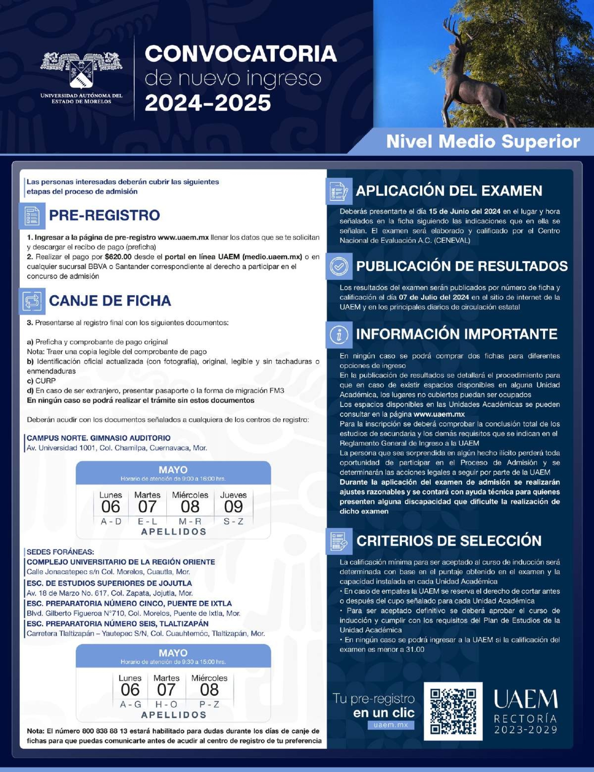 Lanza UAEM convocatoria para ingreso a preparatorias