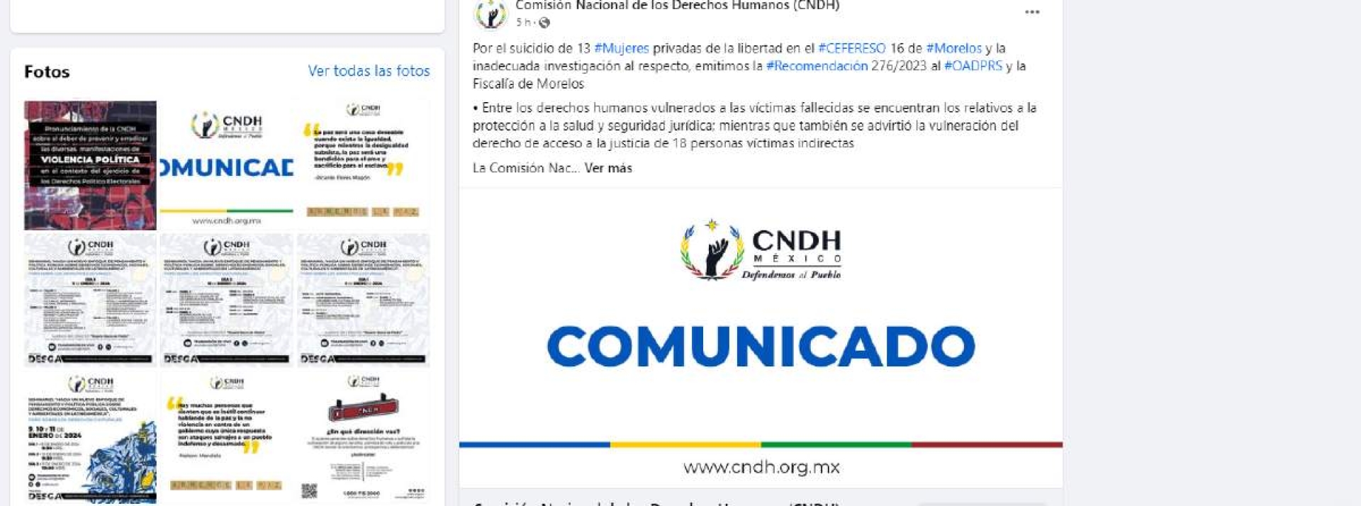 CNDH emite recomendación por suicidio de mujeres en Cefereso 16