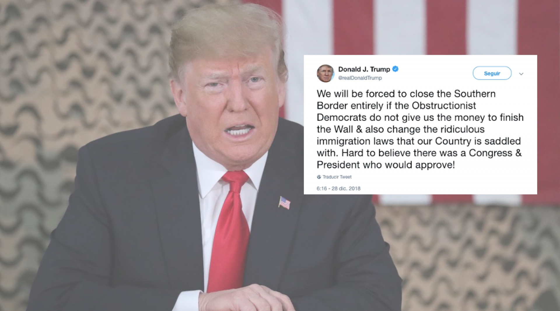 Lanza Trump nuevo 'tuit' en la era AMLO: O dan dinero para el muro o volvemos a la época pre-TLCAN