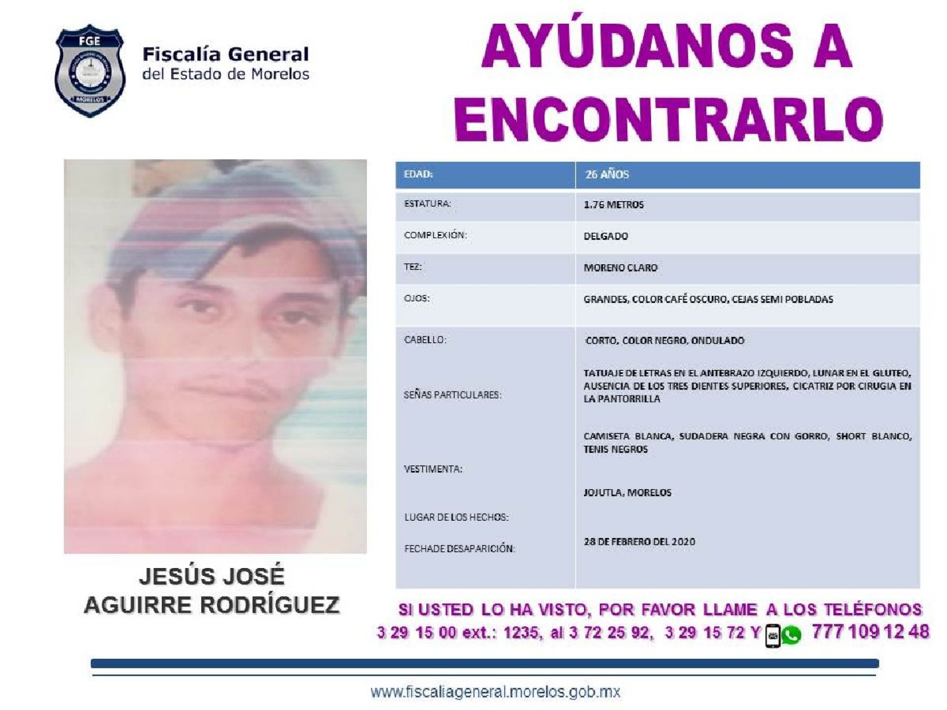 Sin localizar, un joven que desapareció en Jojutla