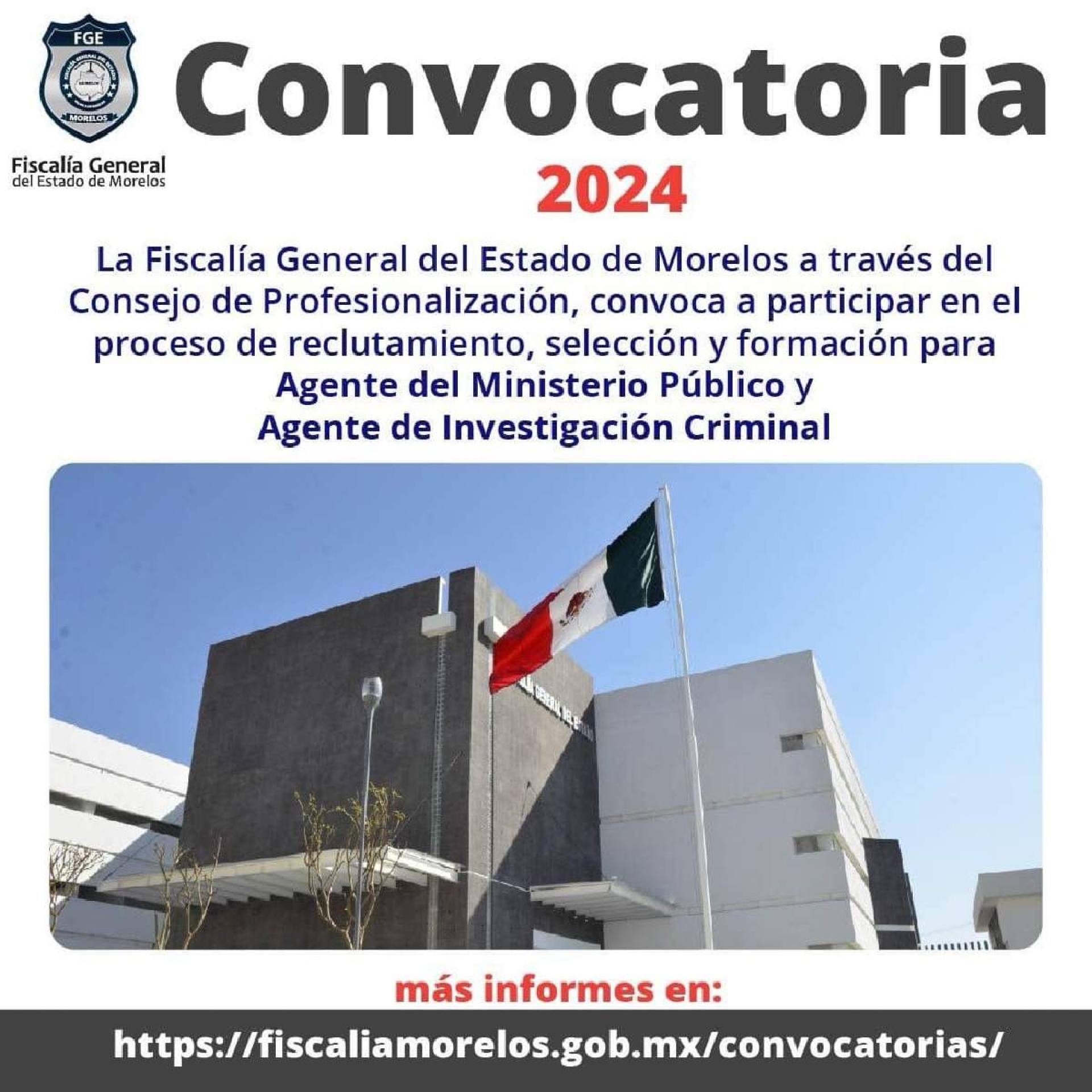 FGE lanza convocatoria para agentes del MP y PIC