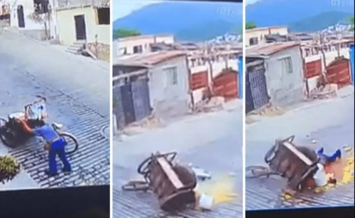 Elotero se cae y pierde su mercancía; redes se unen para ayudarlo