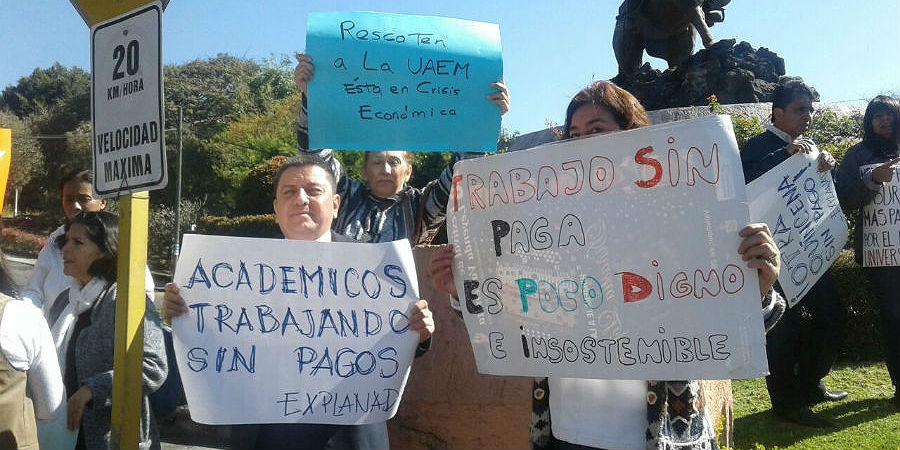 Se manifiestan trabajadores académicos de la UAEM