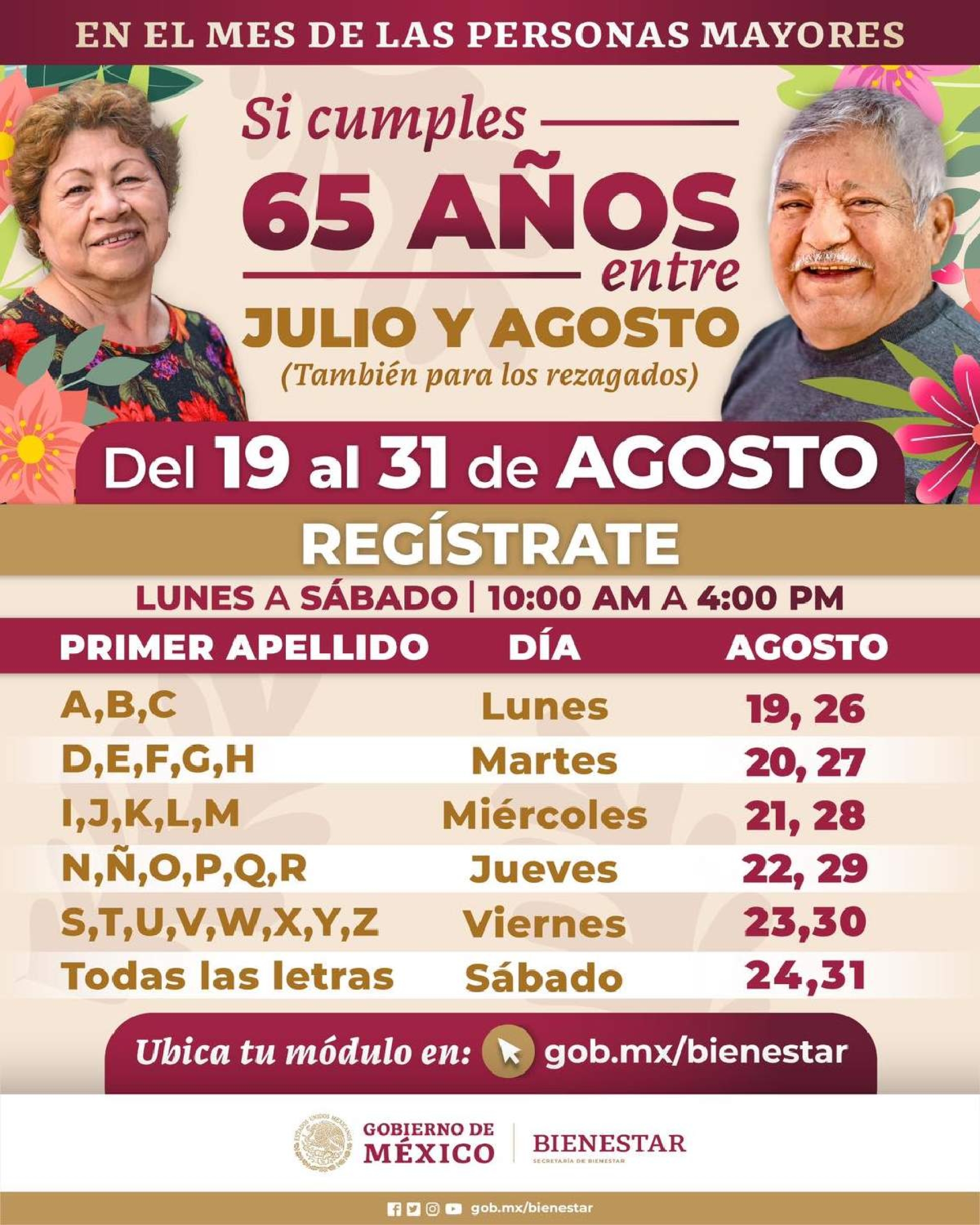 Inició registro a pensión para adultos mayores