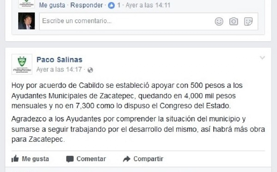 Ayudantes municipales de Zacatepec se conformarían con incremento de 30 por ciento