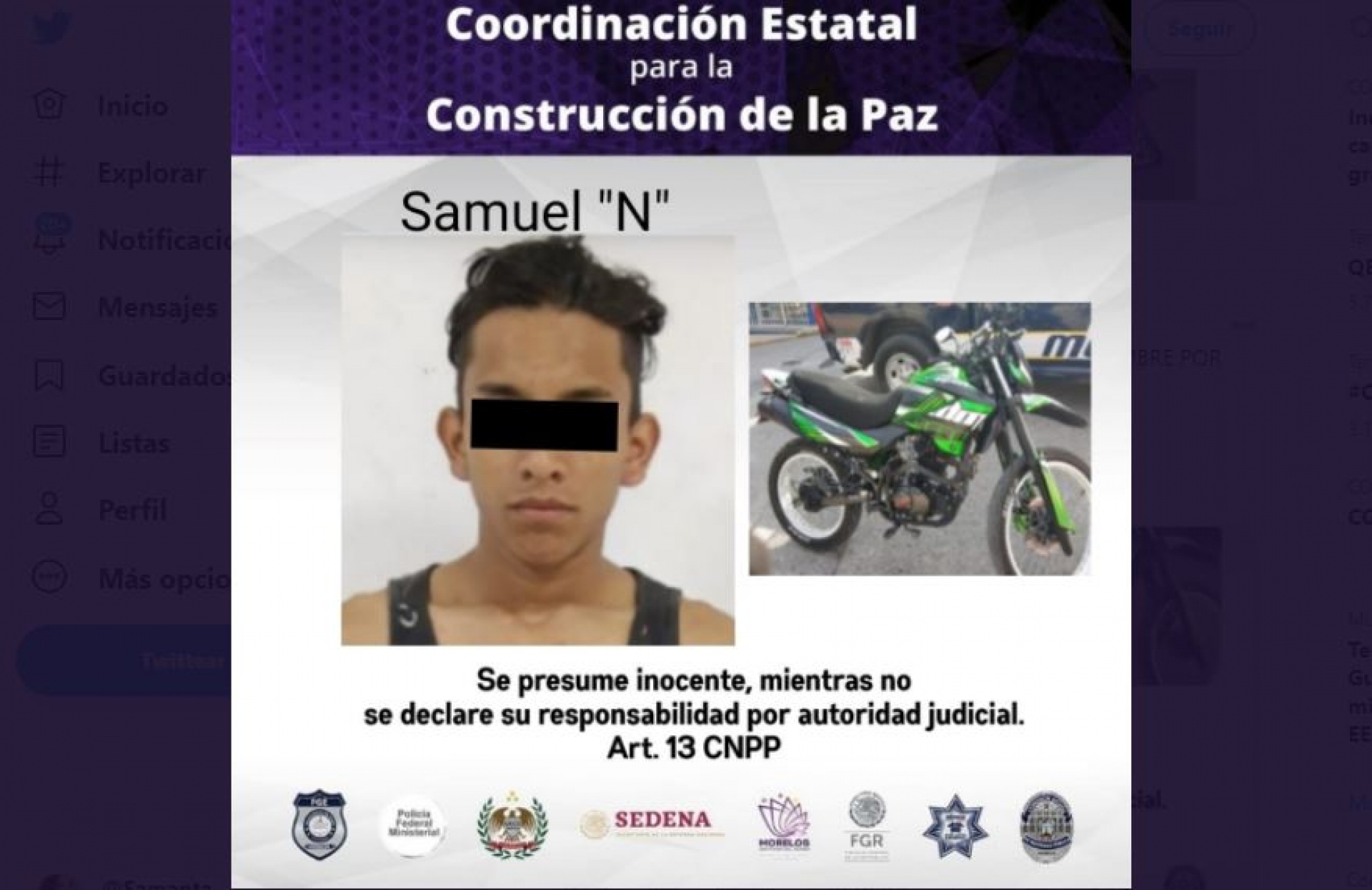 Fue detenido en posesión de una moto robada