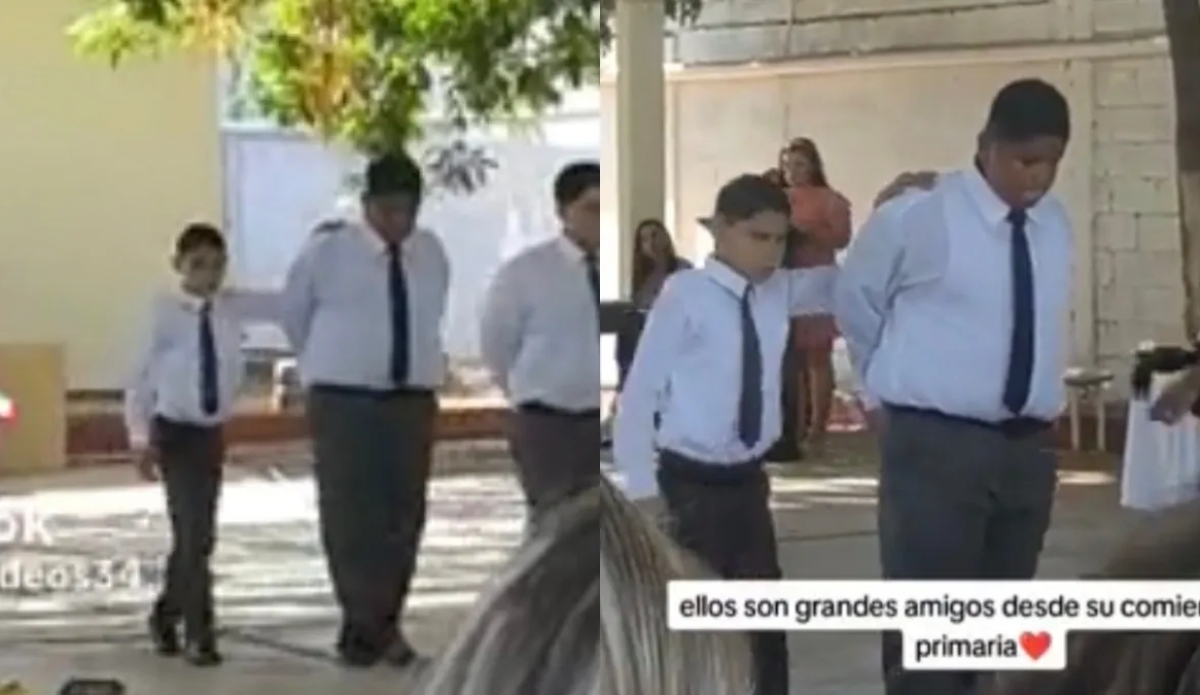 Niño guía a amigo invidente en graduación y conmueve tiktok