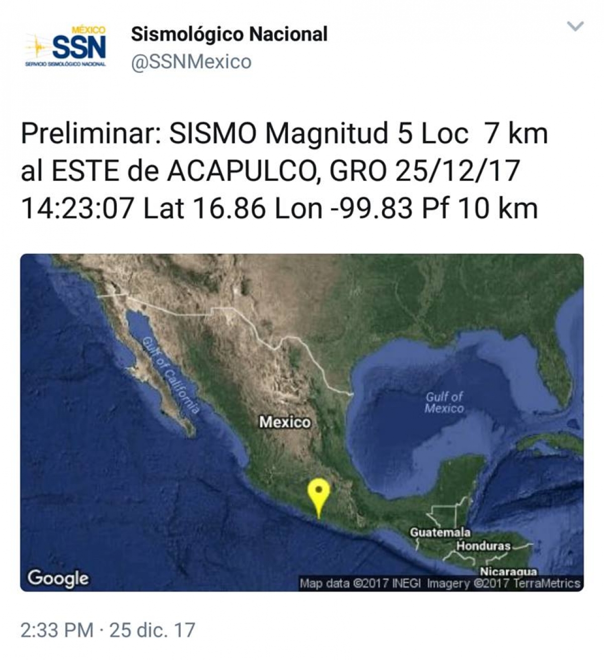 Sin consecuencias, el sismo de ayer