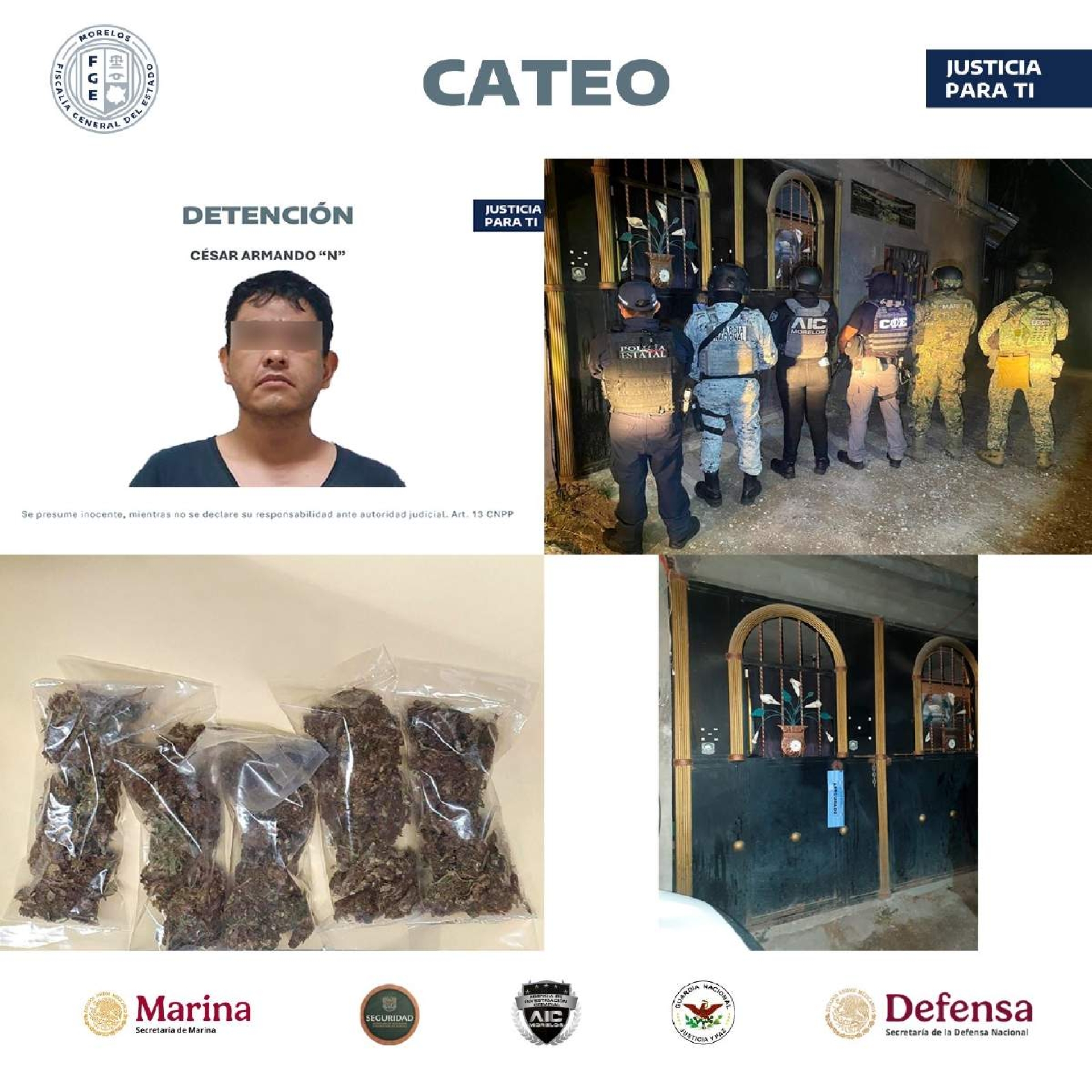 Detienen a un hombre durante un cateo en un domicilio