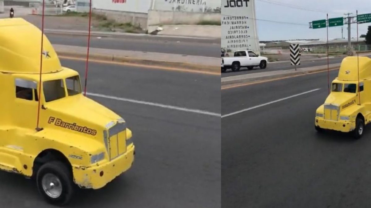 ¡La envidia de 'Lola la trailera'! Mini tráiler circulando en autopista