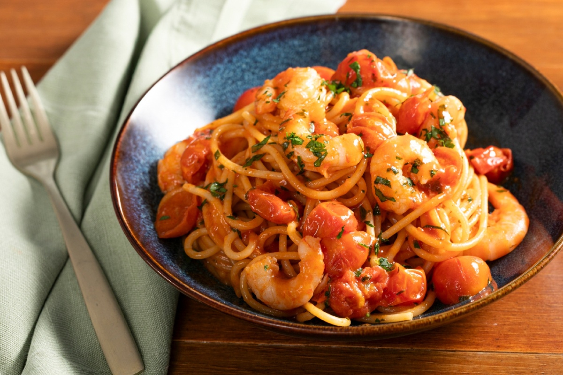 Pasta cremosa de camarón para un 14 de febrero especial