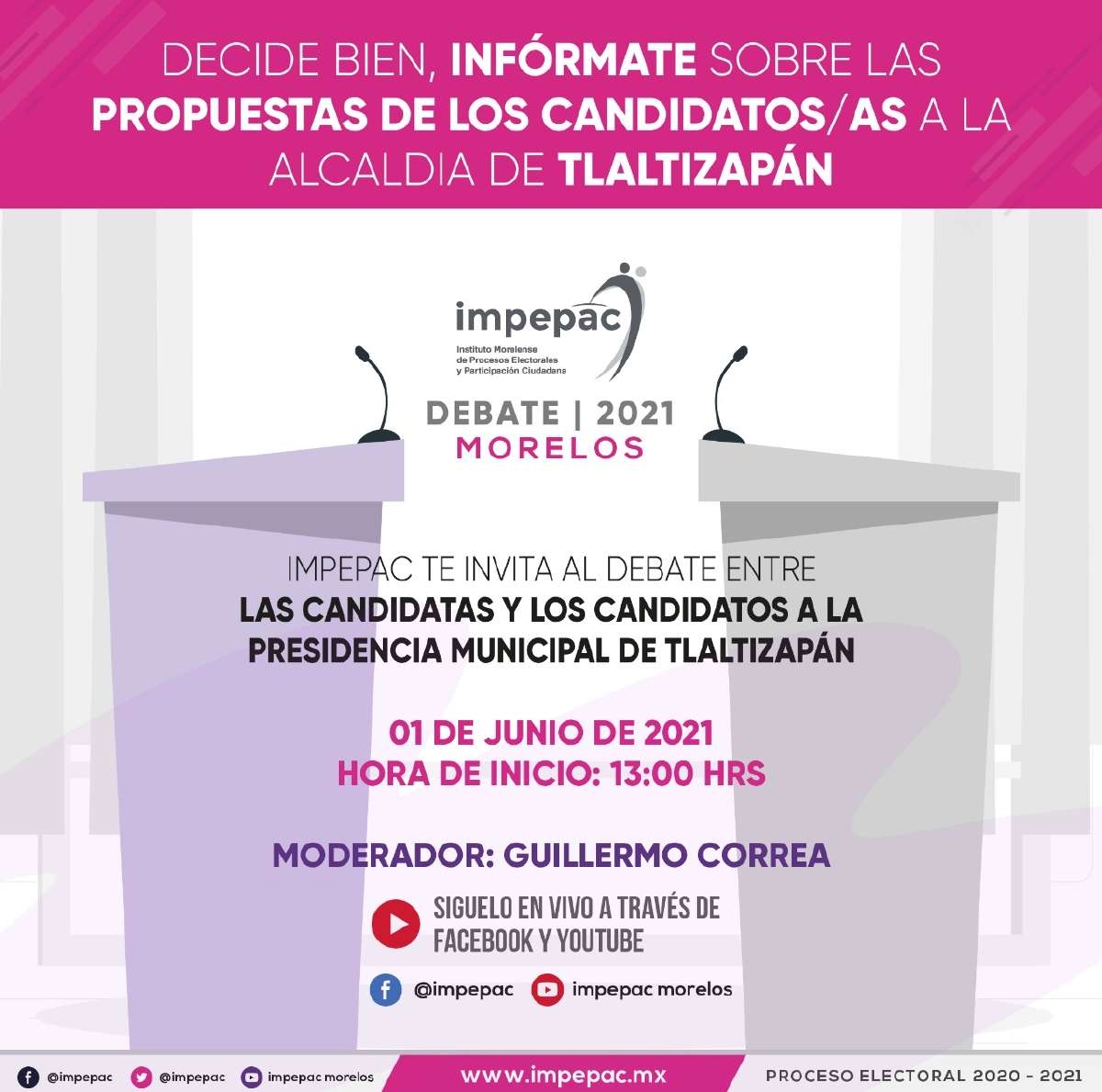 Organiza el Impepac debates entre candidatos a alcaldías de la zona sur