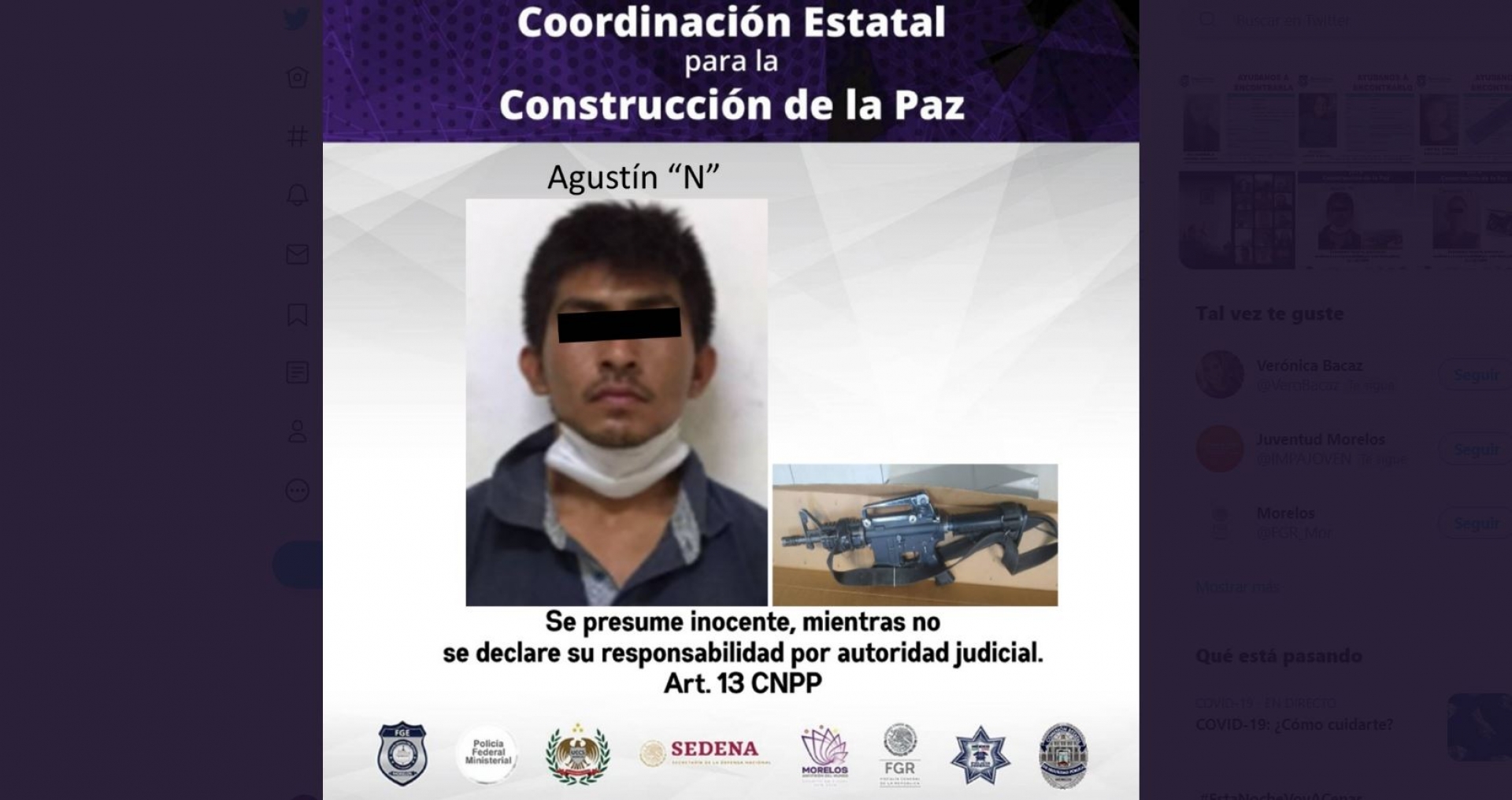 Atrapan a joven armado con un fusil