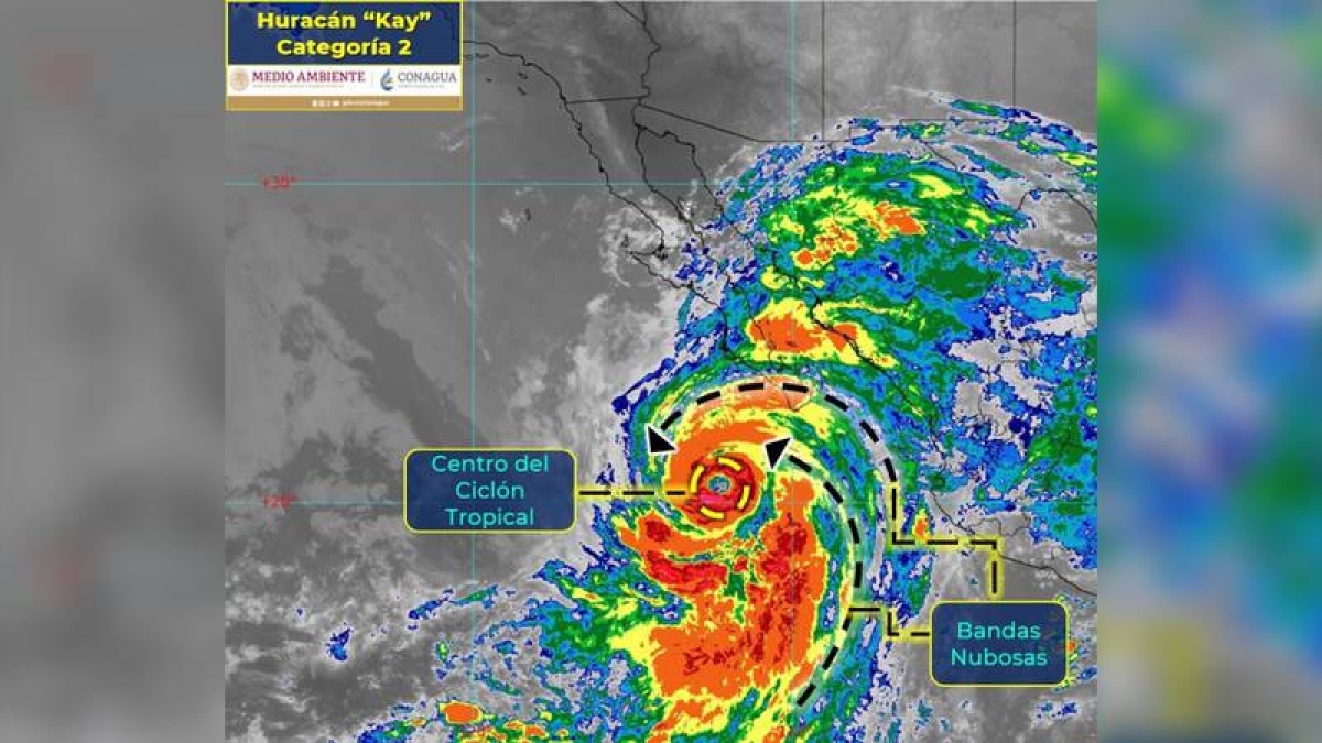 El huracán 'Kay' se intensifica a categoría 2; se esperan lluvias torrenciales en Baja California Sur