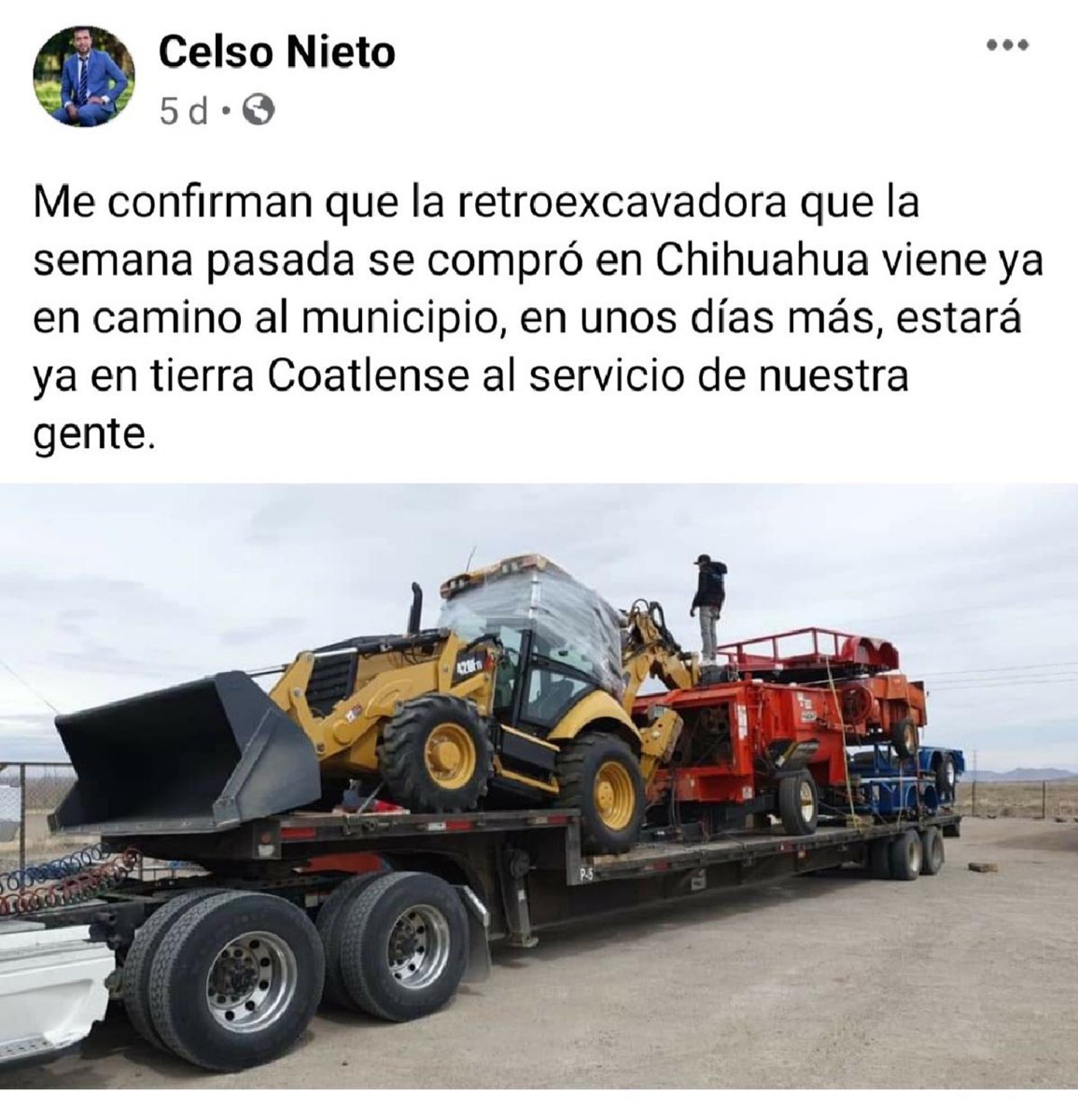 Roban retroexcavadora recién adquirida por el gobierno de Coatlán