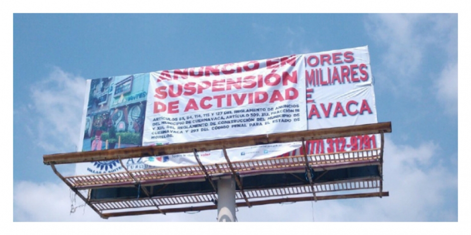 Únicamente el 15 por ciento de espectaculares en Cuernavaca cuenta con los permisos correspondientes: RSV