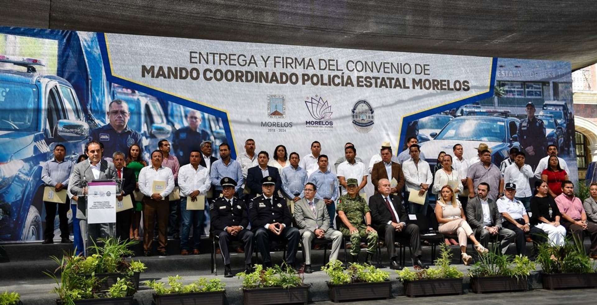 Firman gobernador y alcaldes de Morelos convenio de Mando Policial Coordinado