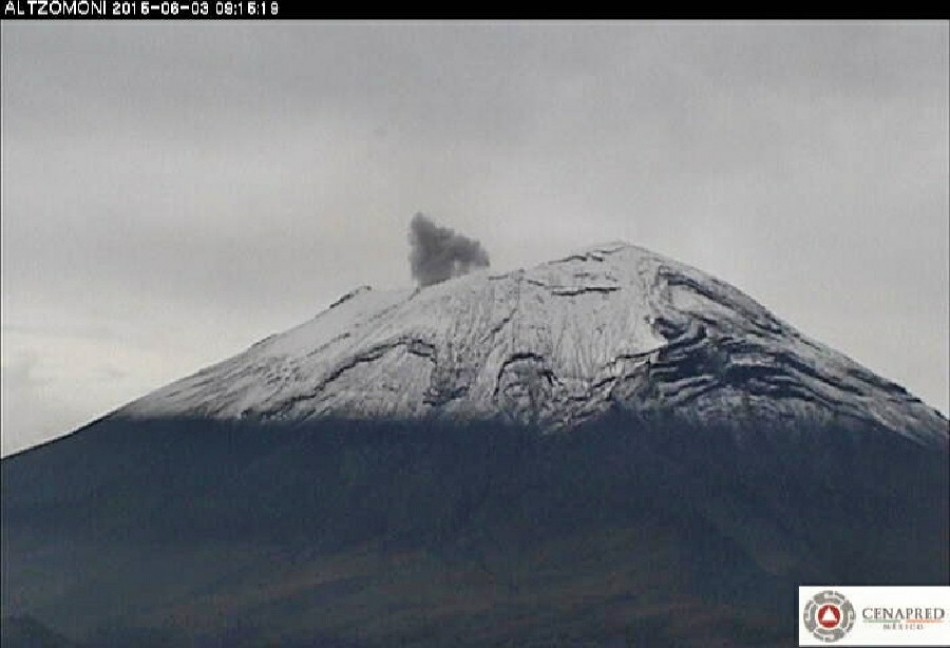 Registra 16 exhalaciones el volcán Popocatépetl