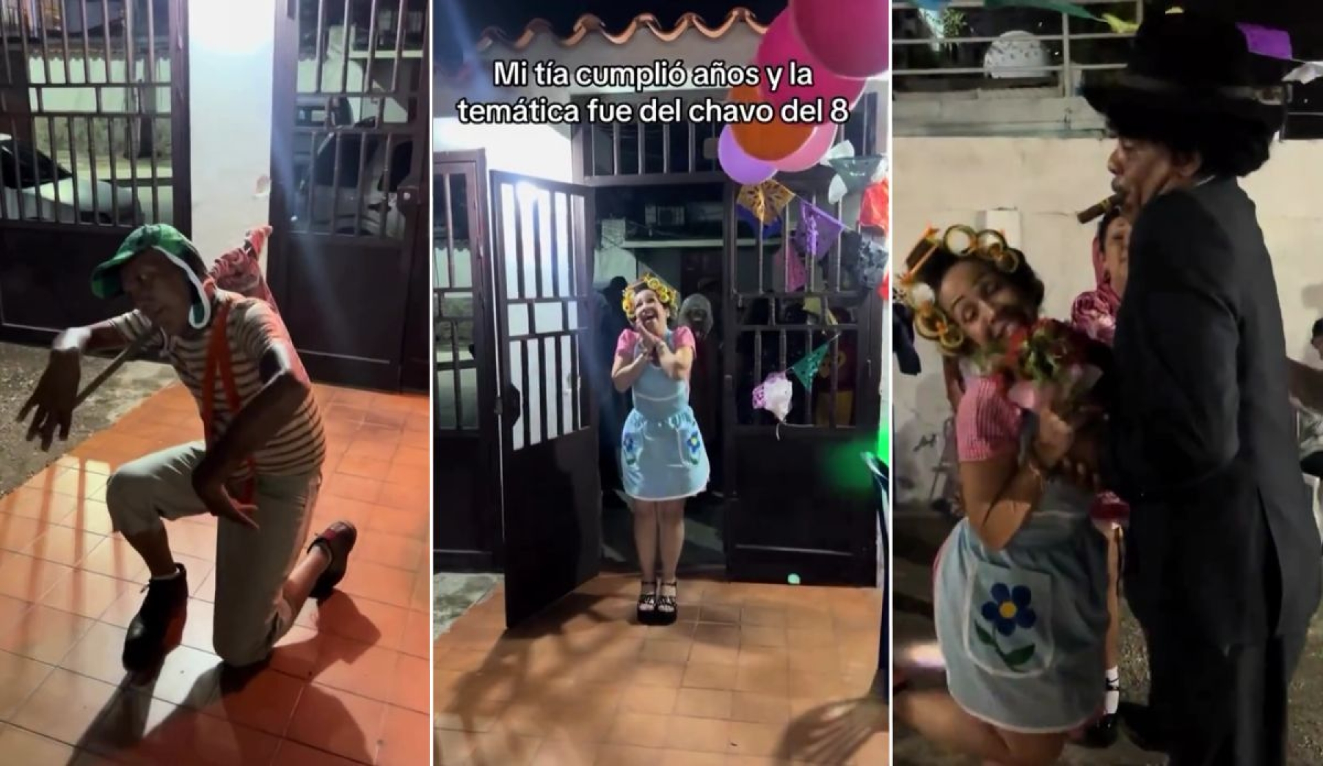 Tía celebra su cumpleaños con fiesta de 'El Chavo del 8' y disfraza a toda la familia