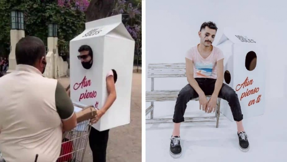 Agreden a músico disfrazado de cartón de leche en el Parque México