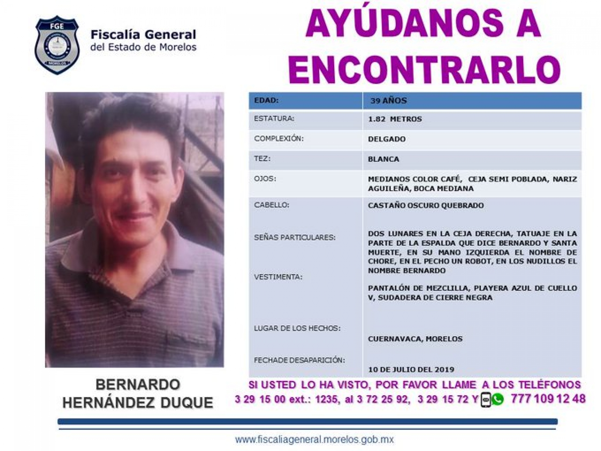 Sin localizar, un hombre que desapareció hace un mes