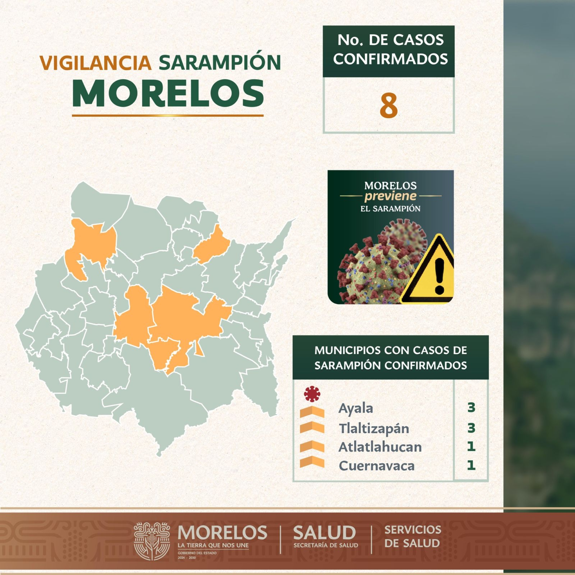 Confirma SSM dos casos de sarampión, en Atlatlahucan y Cuernavaca; suman ocho casos acumulados en 2026