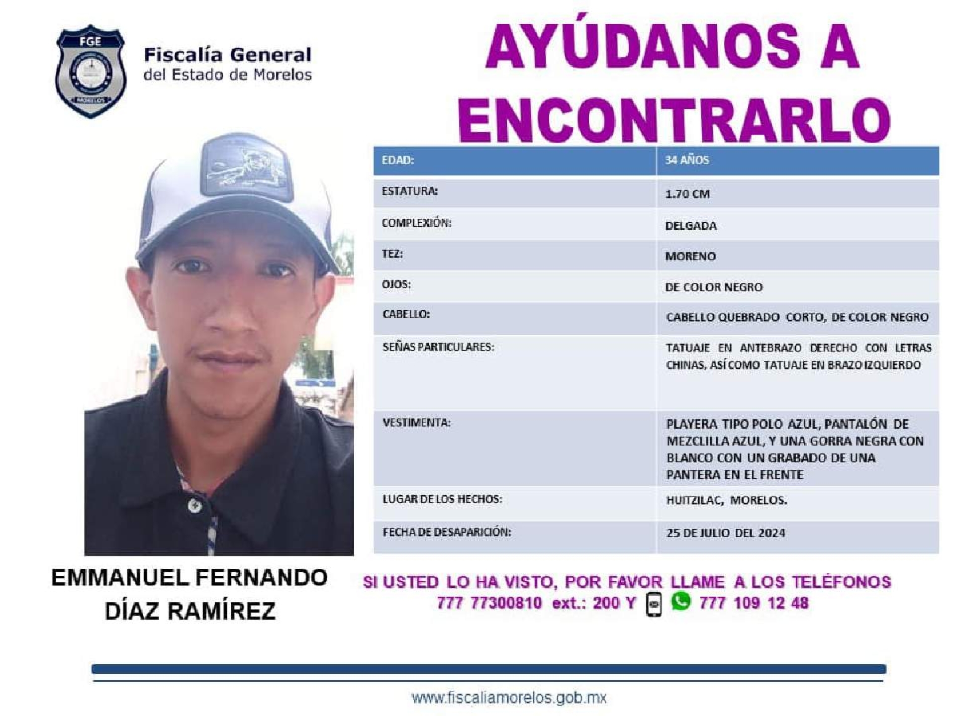 Un hombre desapareció en Huitzilac