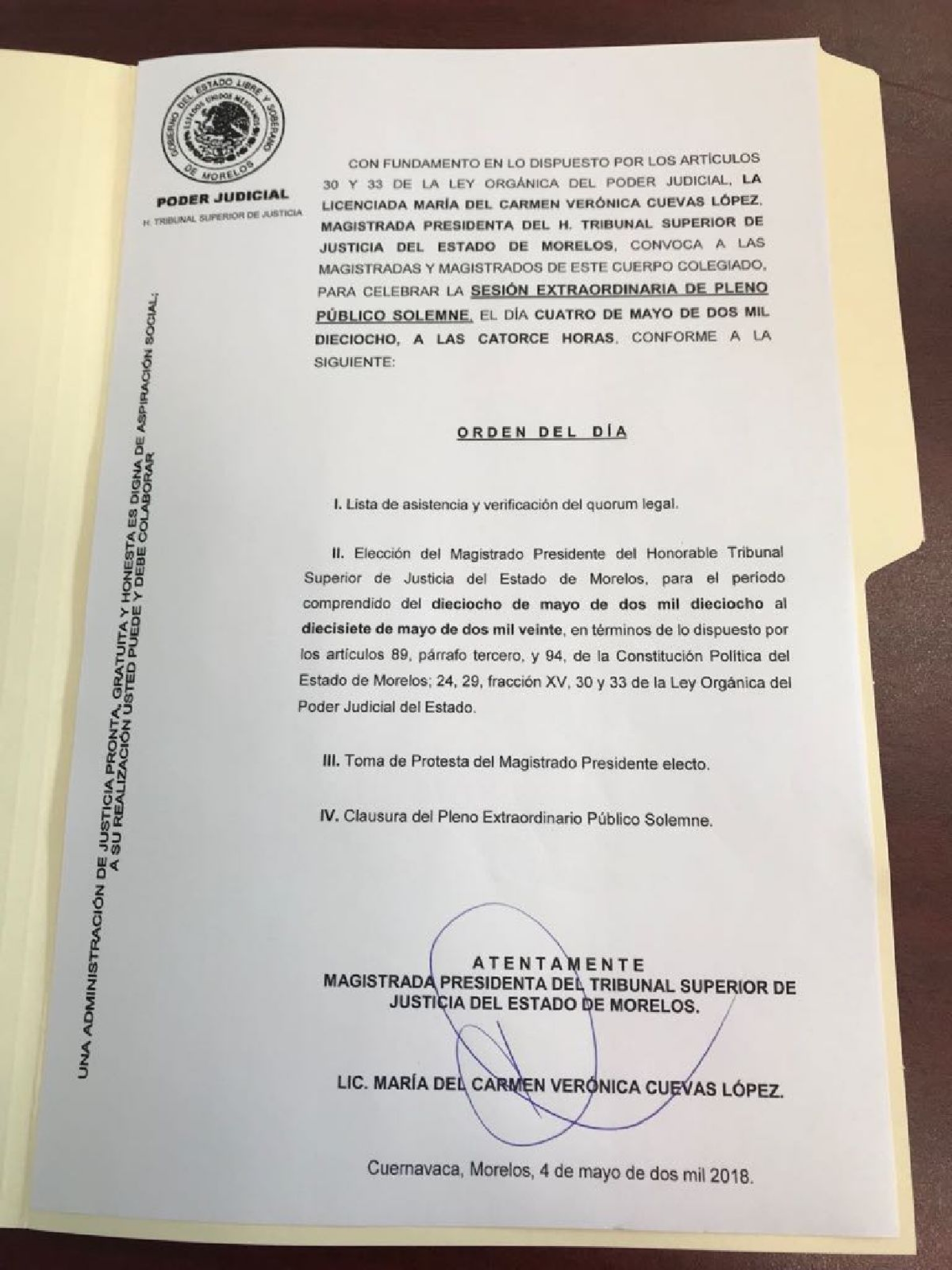 De manera sorpresiva reeligen a Carmen Cuevas al frente del TSJ