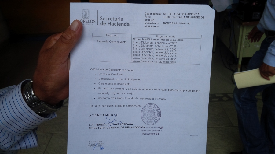 Denuncian contribuyentes trampas en receptoría de rentas