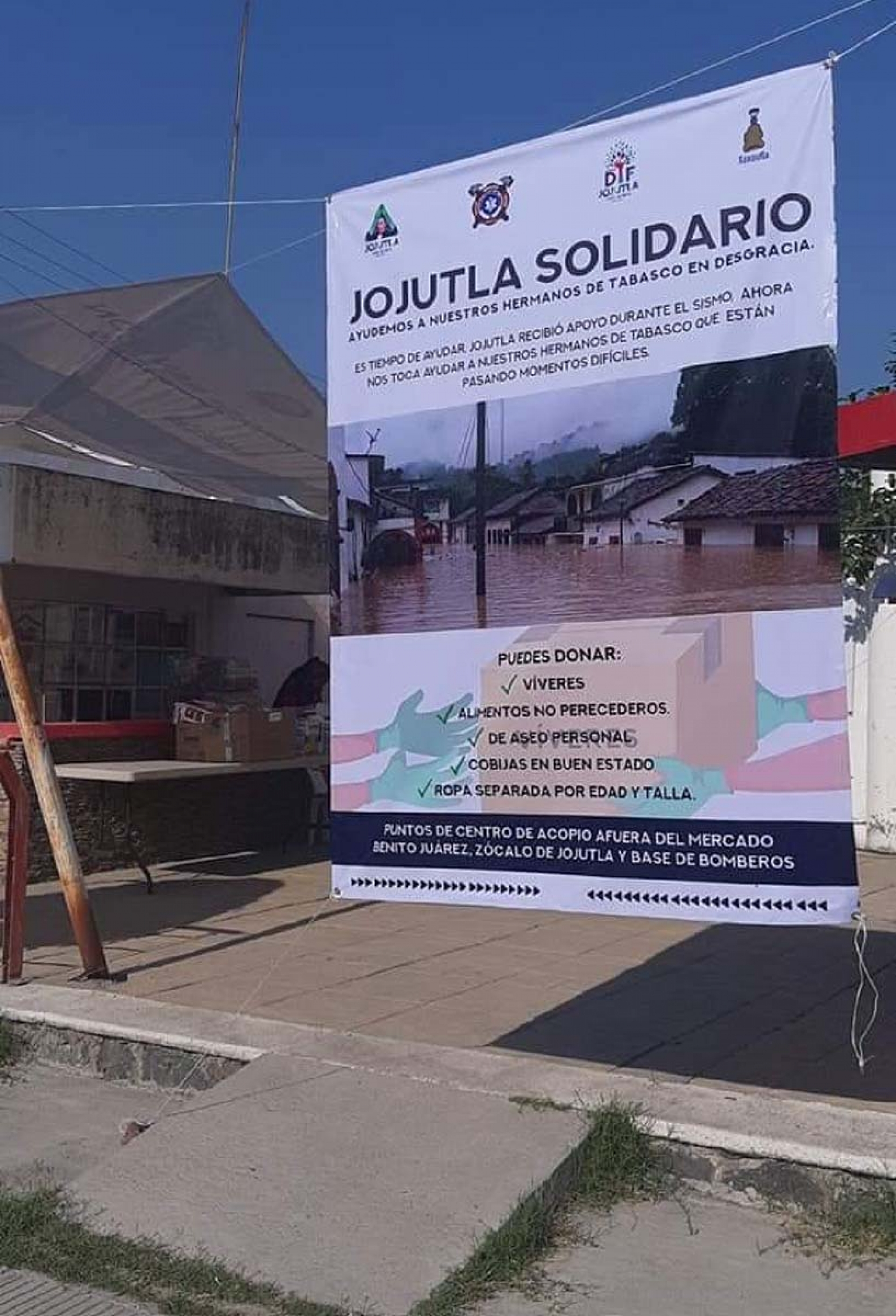 Instalan centros de acopio en Jojutla para damnificados de Tabasco