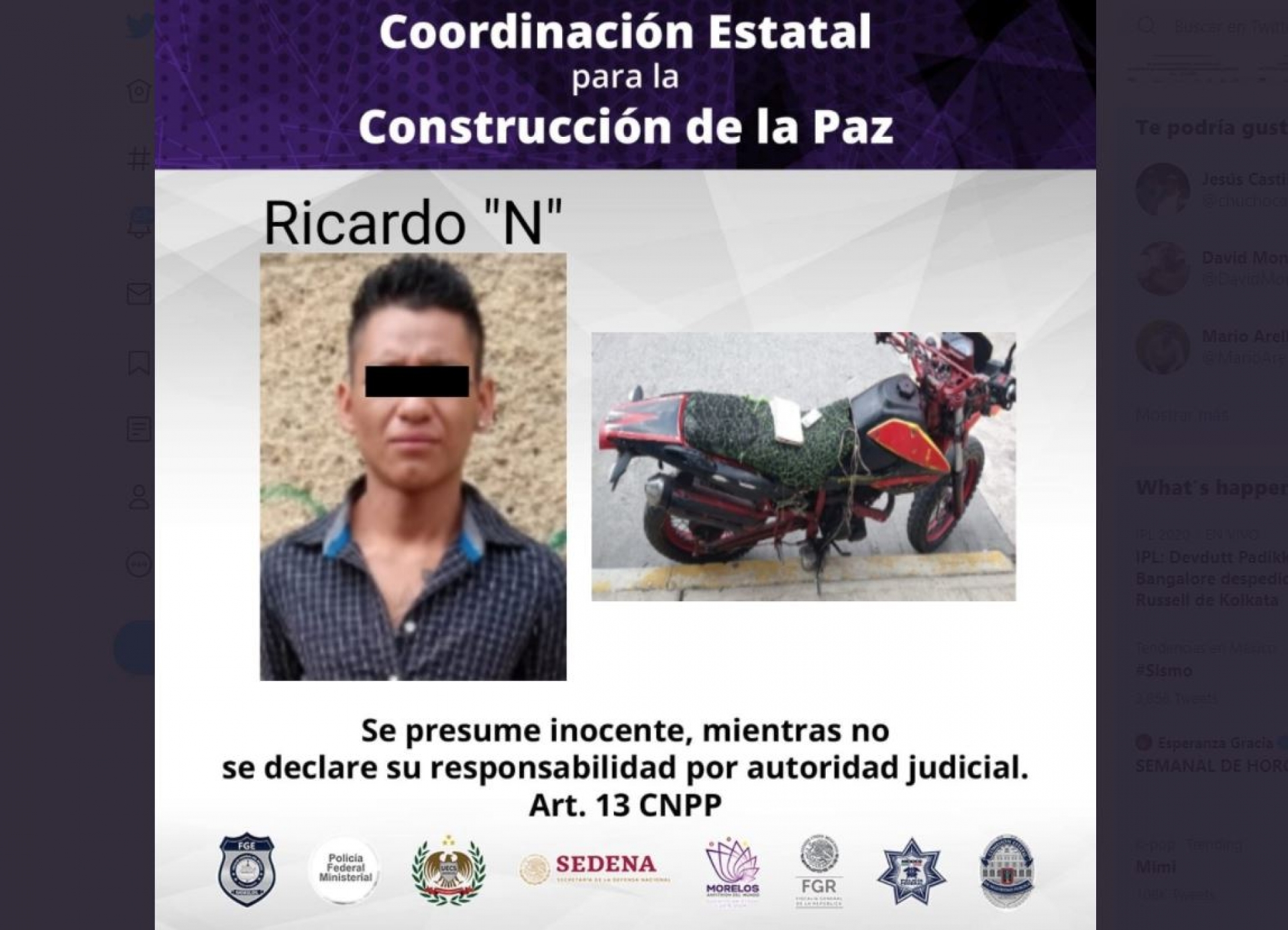 Iba en una motoneta robada