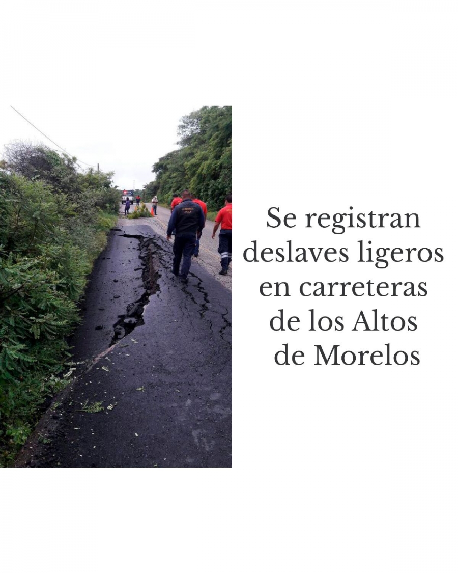 Se registran deslaves ligeros en carreteras de los Altos de Morelos