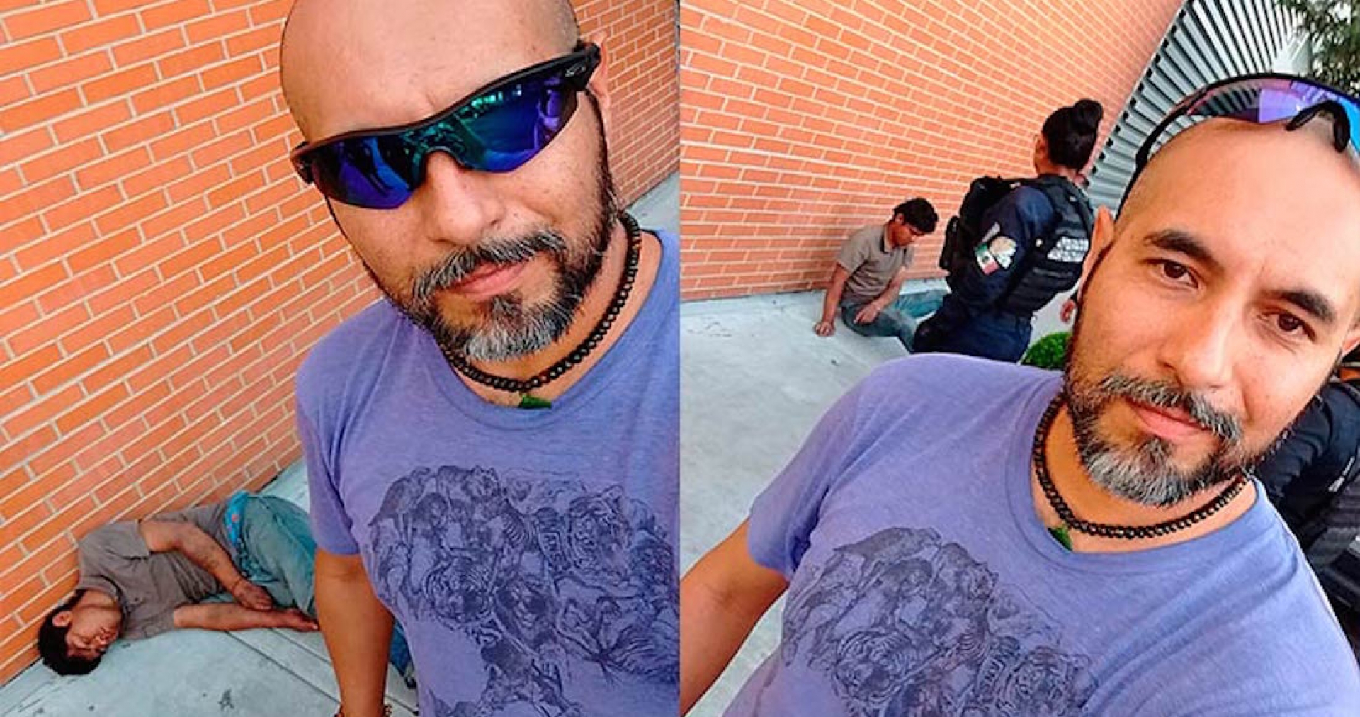 FOTO: Un hombre noquea a sujeto que intentó robarle su bicicleta y lo presume con selfie, en Puebla