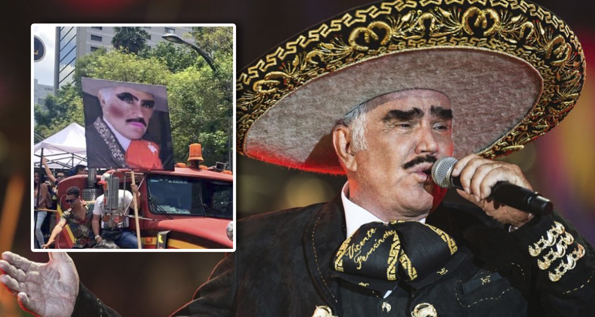 Aparece imagen de Vicente Fernandez en marcha LGBT