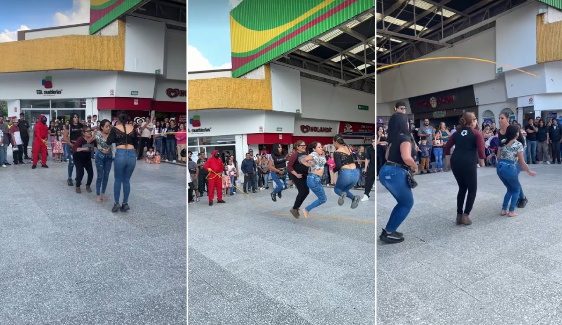 Influencer recrea reto de 'El Juego del Calamar' con señoras saltando cuerda para ganar atractivo premio en efectivo