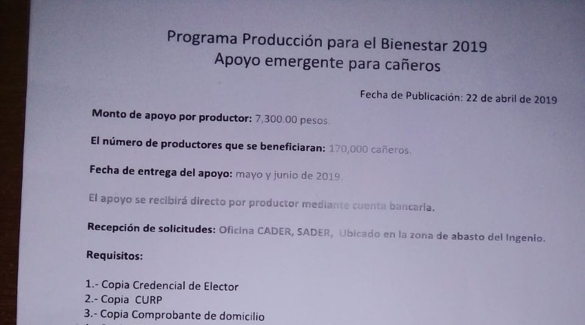 Confirman apoyo federal para productores de caña