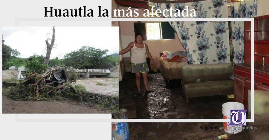 Creciente de barrancas causa daños en poblaciones de Tlaquiltenango