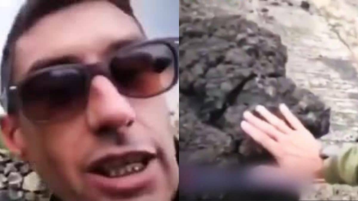 Periodista se quema la mano al tocar lava del volcán de "La Palma"
