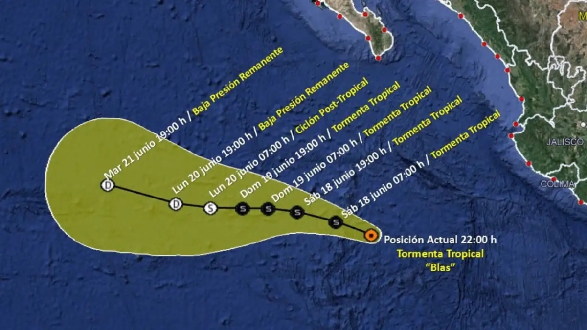 Huracán Blas se degrada a tormenta tropical cerca de costas del Pacífico; seguirá generando lluvias en Nayarit y Michoacán