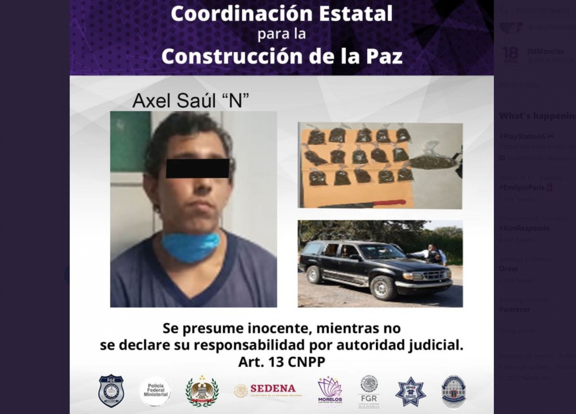 Capturan a joven por robar una camioneta