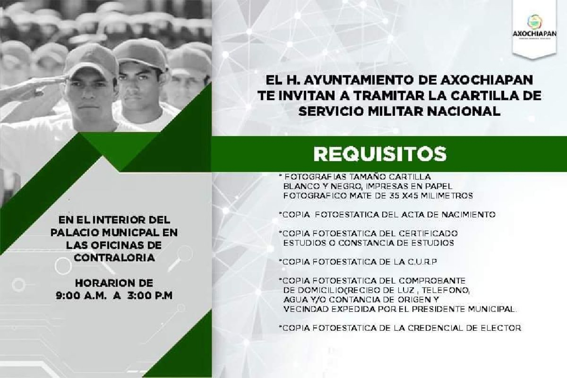 Jóvenes de Axochiapan podrán tramitar su precartilla en el Ayuntamiento