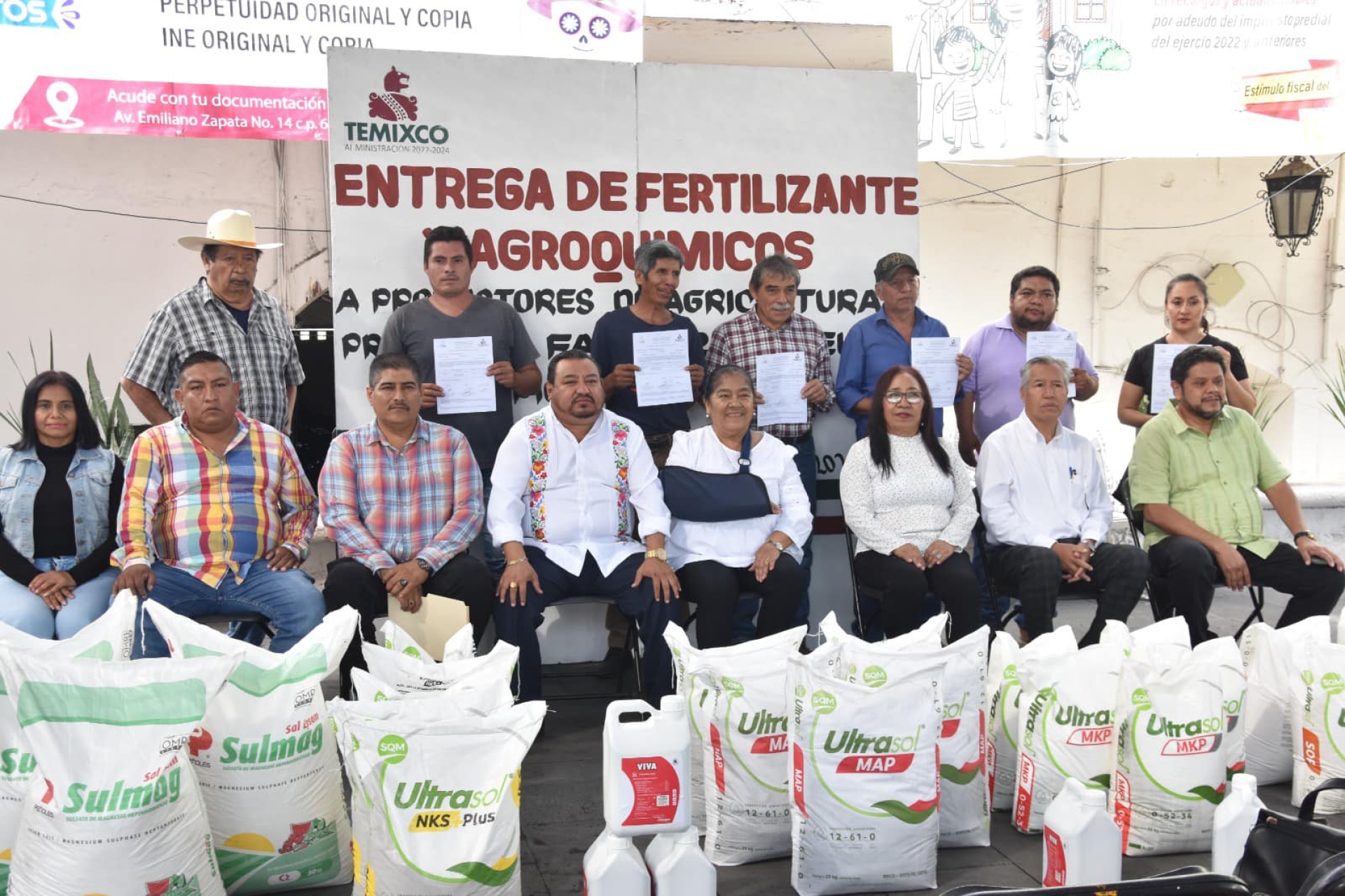 Temixco fortalece su agricultura con entrega de fertilizantes