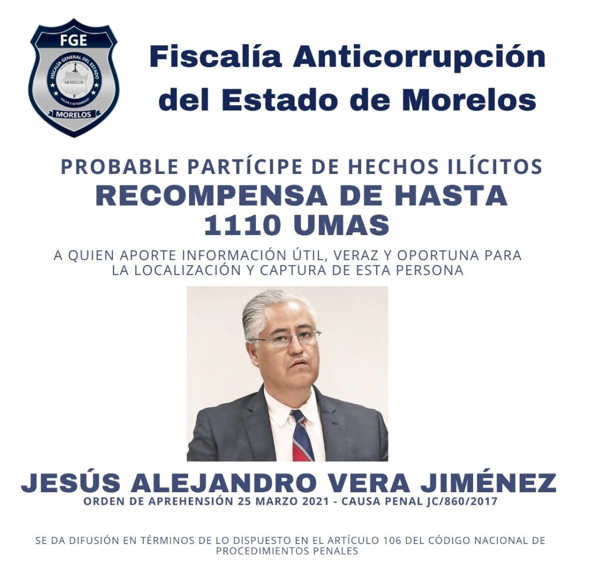 Ofrece FECC recompensa a quien proporcione información para localizar a ex rector
