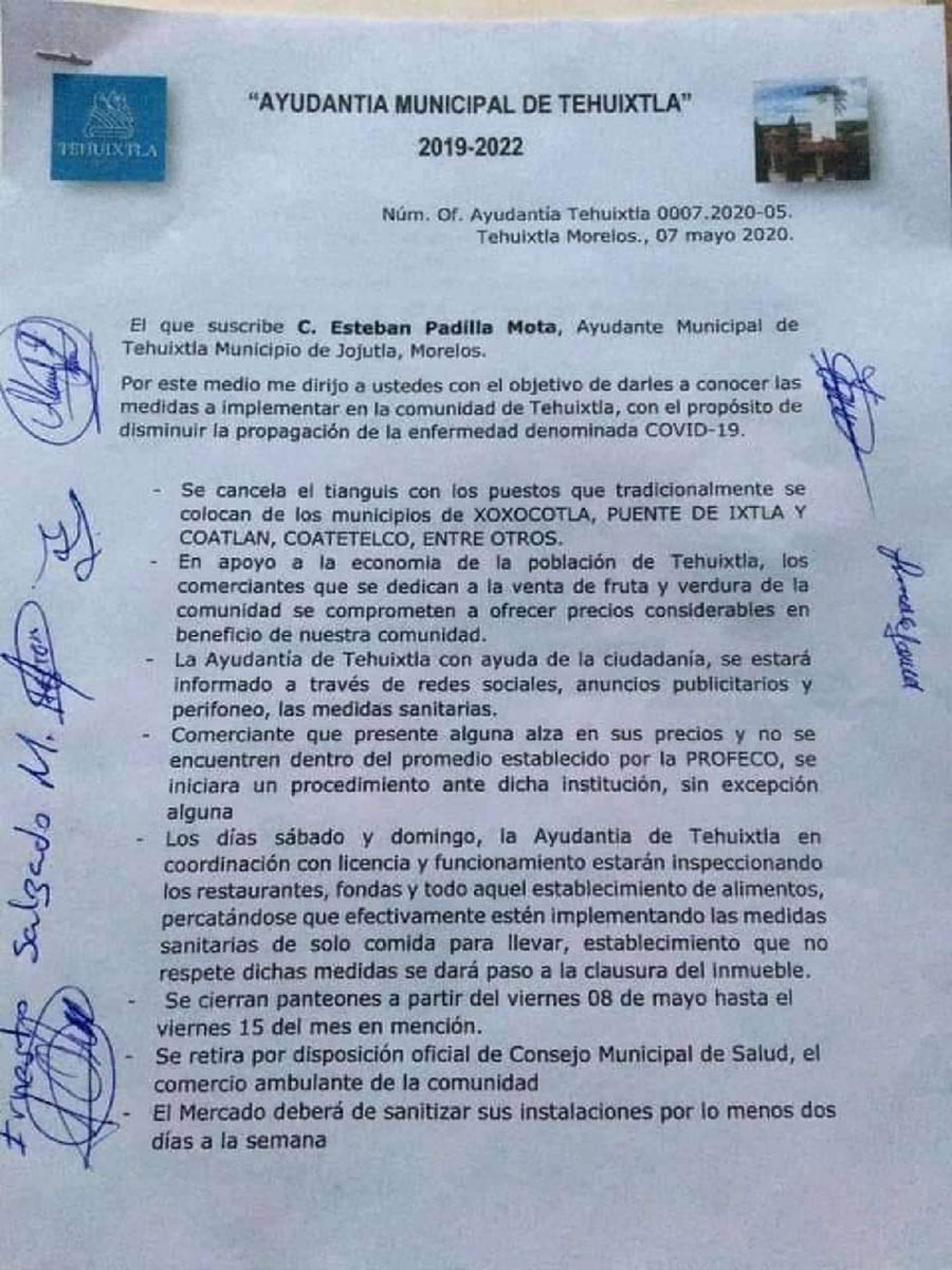 Anuncian suspensión del tianguis de los lunes en Tehuixtla