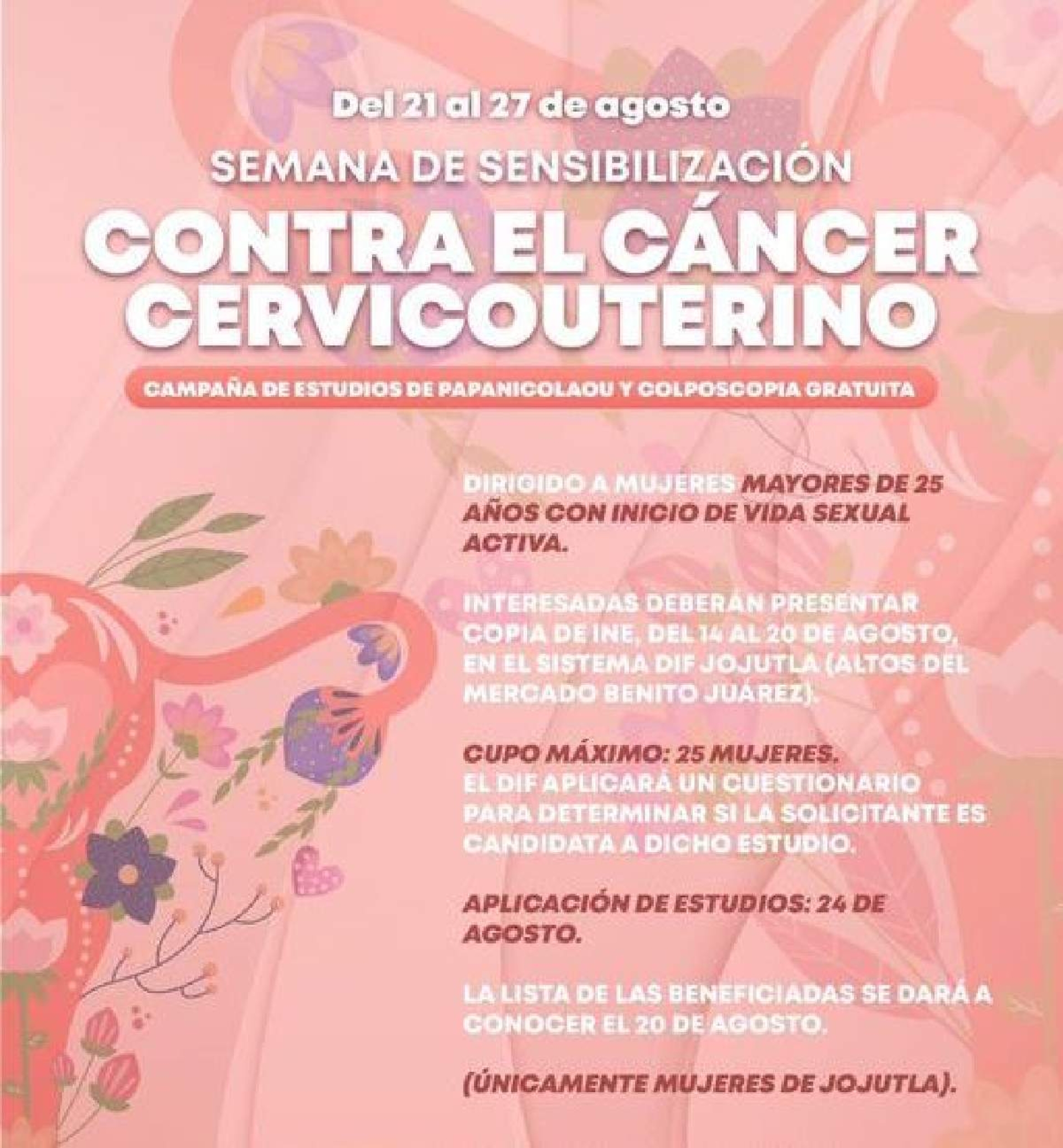 Anuncian campaña en Jojutla de prevención de cáncer cervicouterino