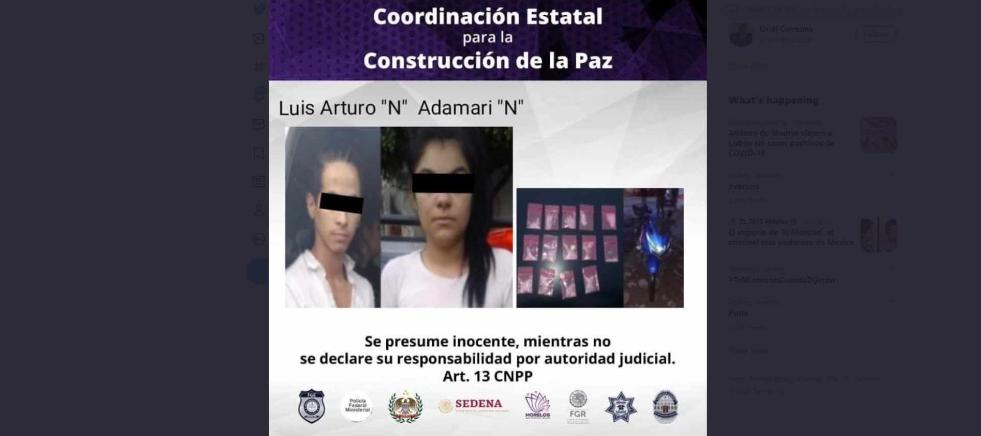 Atrapan a pareja en poder de 14 dosis de “cristal”